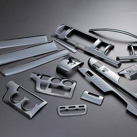 Amazon Car Dress Up インテリアパネル 内装パネル トヨタ ハイエース レジアスエース 0系 標準 ナロー車 15ピース インテリア パーツ 1型 2型 3型 カーボン調 ドレスアップ カスタムパーツ インテリアパネル 車 バイク