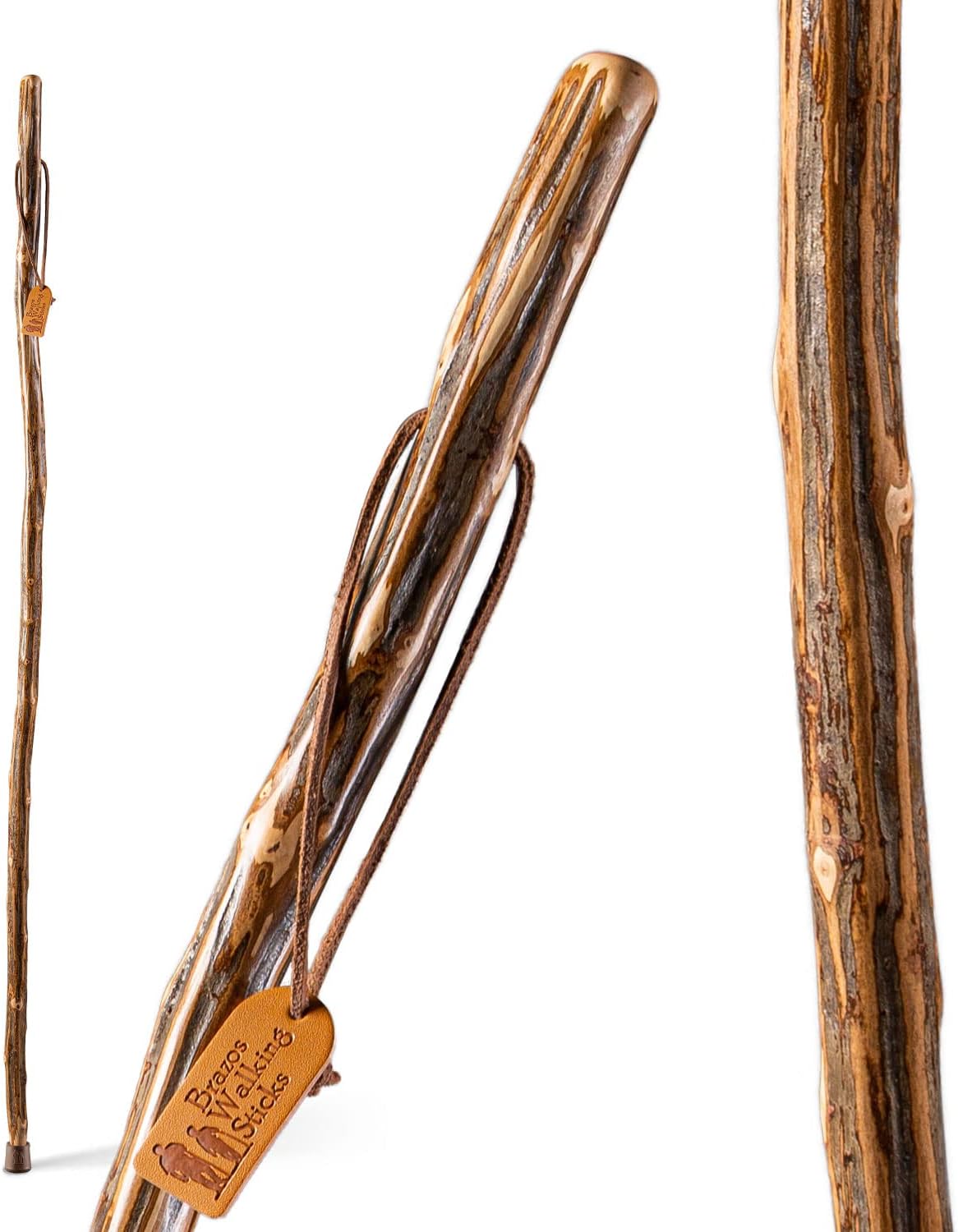 Brazos Rustic Wood Walking Stick, Ironwood, Traditional Style Handle, for Men & Women, Made in The USA