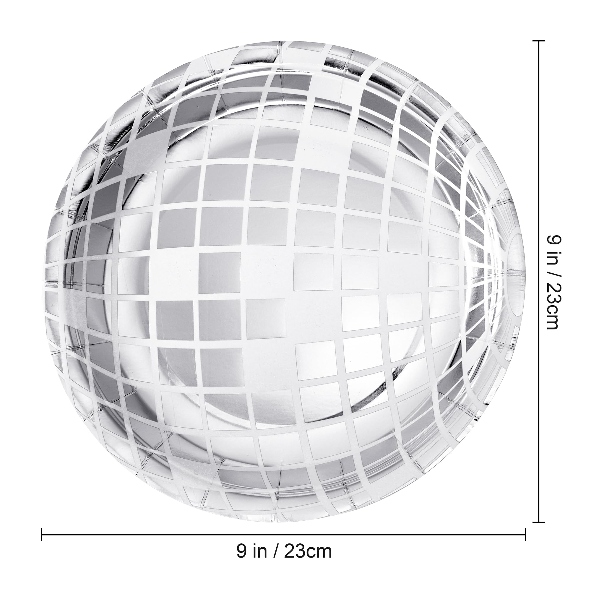 Yymobt 50 Pcs Disco Paper Plates 9 Inch Disco Plates Disco Ball Paper Plates Party Supplies for Party Birthday Carnival Wedding Graduation Celebrating, Silver