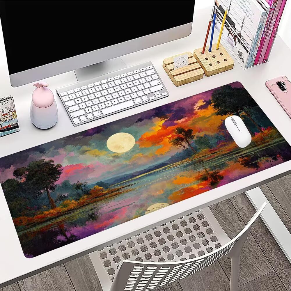 Alfombrilla de Mouse para Juegos, Colore, XXL, Antideslizante, Impermeable, Diseño de Tramonto, Extendido, Grande, 1200x600x3mm, para PC, Laptop, Ufficio, Famiglia d-150