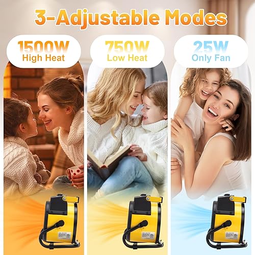 Miniatura 4 de Calentador de espacio al aire libre, calentadores de invernadero de 1500 W con 3 modos, calor rápido PTC 3s, calefacción portátil pequeña para uso
