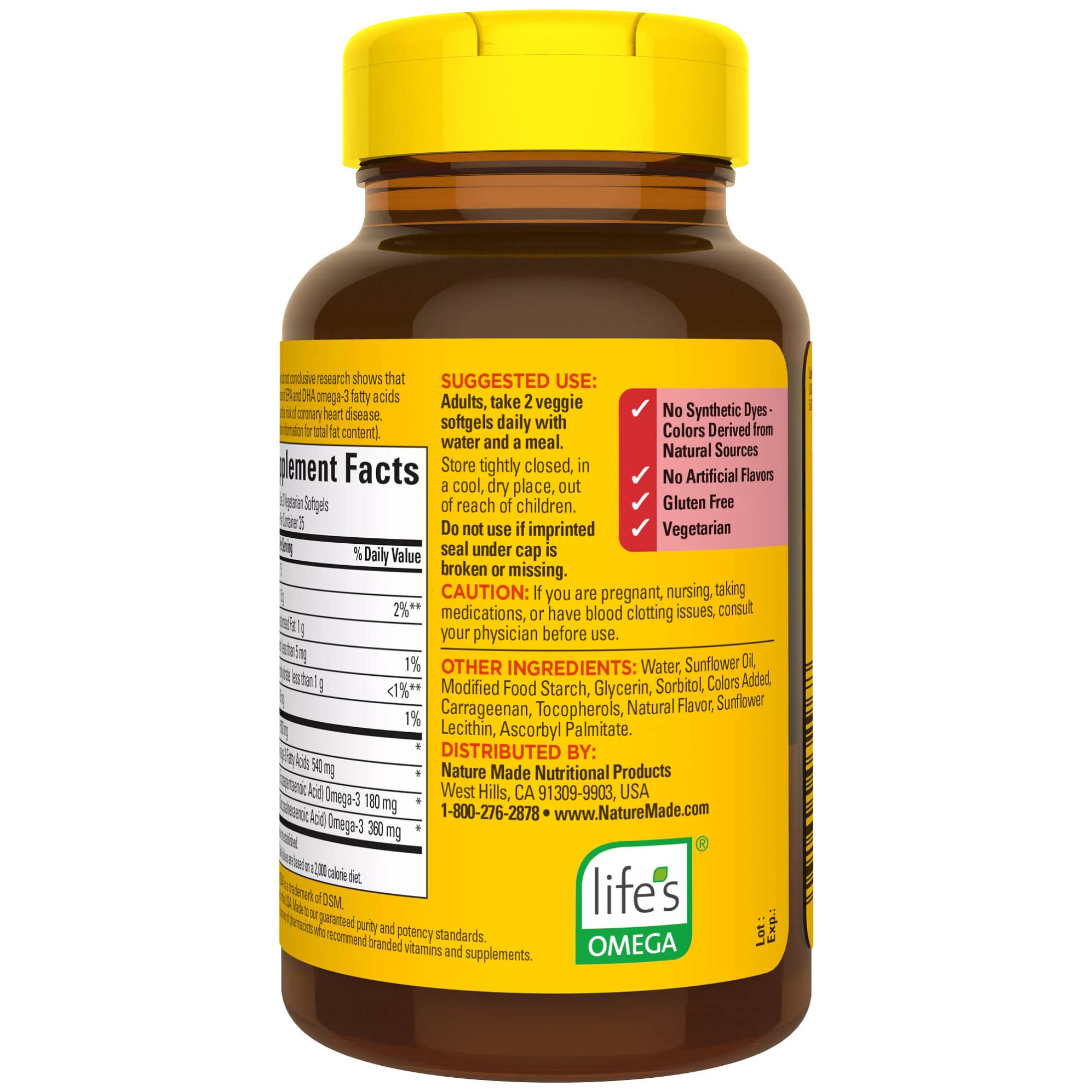 Nature Made Algae Oil Omega 3 Supplement 540mg, Omega 3 Fish Oil Alternative, 70 Veggie Softgels, Sustainable, Plant-Based, for Healthy Heart, Brain, and Eye Support, 70 Softgels