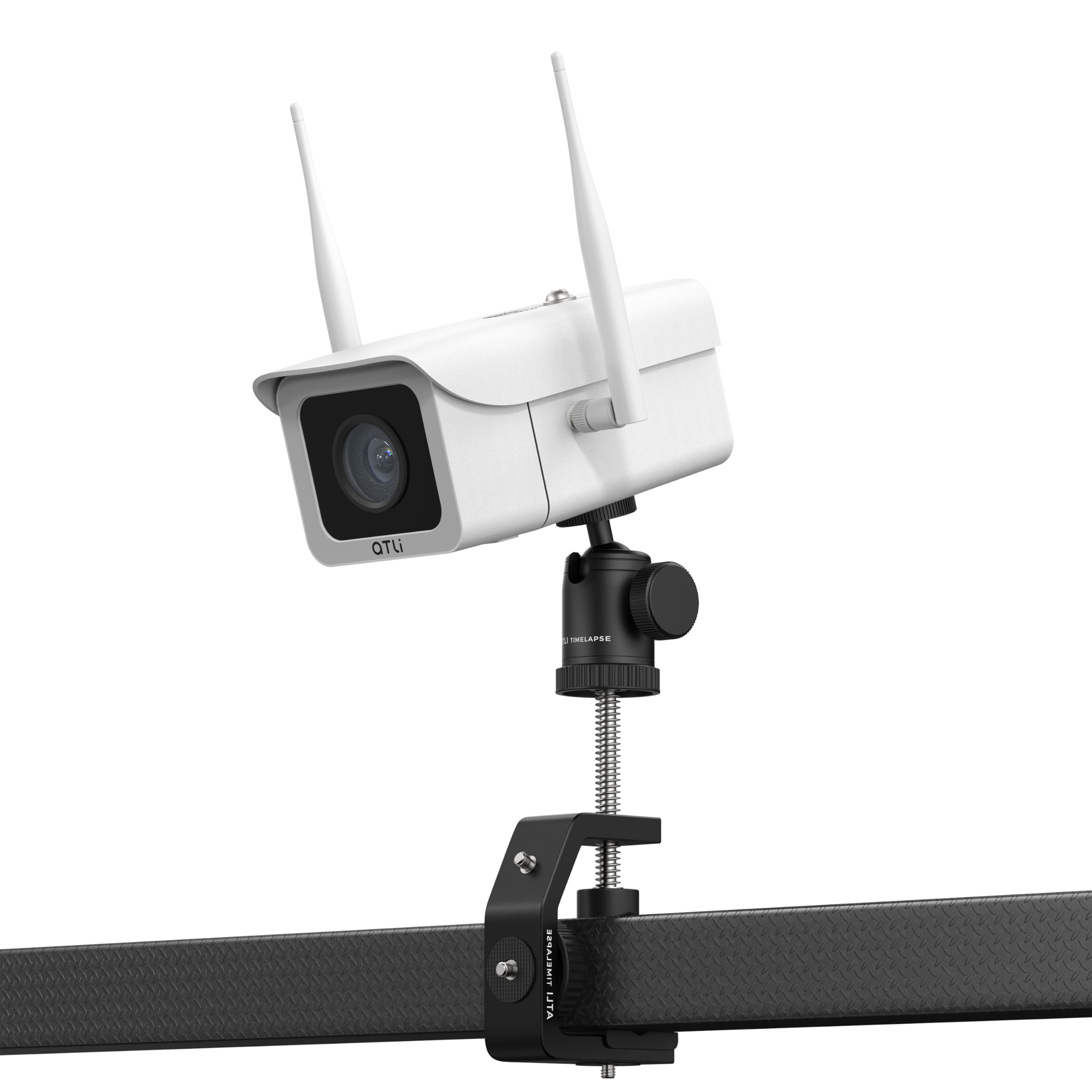 ATLI ATL3500 Dual Band Wi-Fi Construction Timelapse Camera 1080P APP Control Pre-Installed 128GB Card with C Clamp 1/4"-20 Stainless Steel Thread Screw Mount and 1/4" Screw Mini Tripod Ball Head