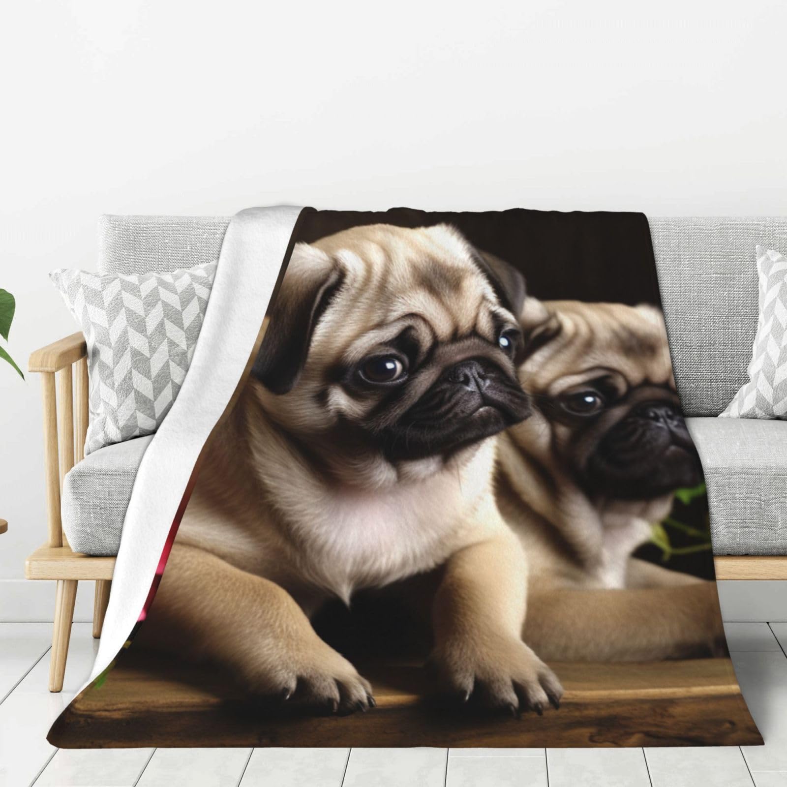 Couverture polaire flanelle légère grand plaid canapé 203x152 cm pour chiot