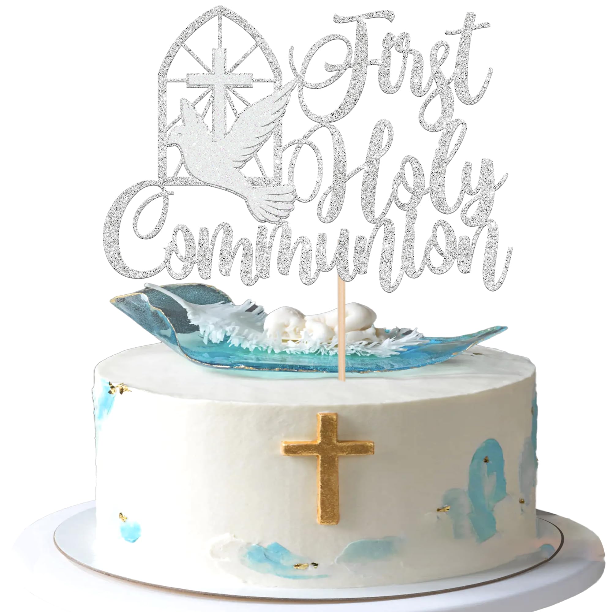 ZHUOWEISM 10 PCS Acrylic Cross Cake Topper Christian Baptism God Bless Cake Pick for First Communion Theme Baby Shower Birthday Party Cake Decorations Supplies Gold — view 24