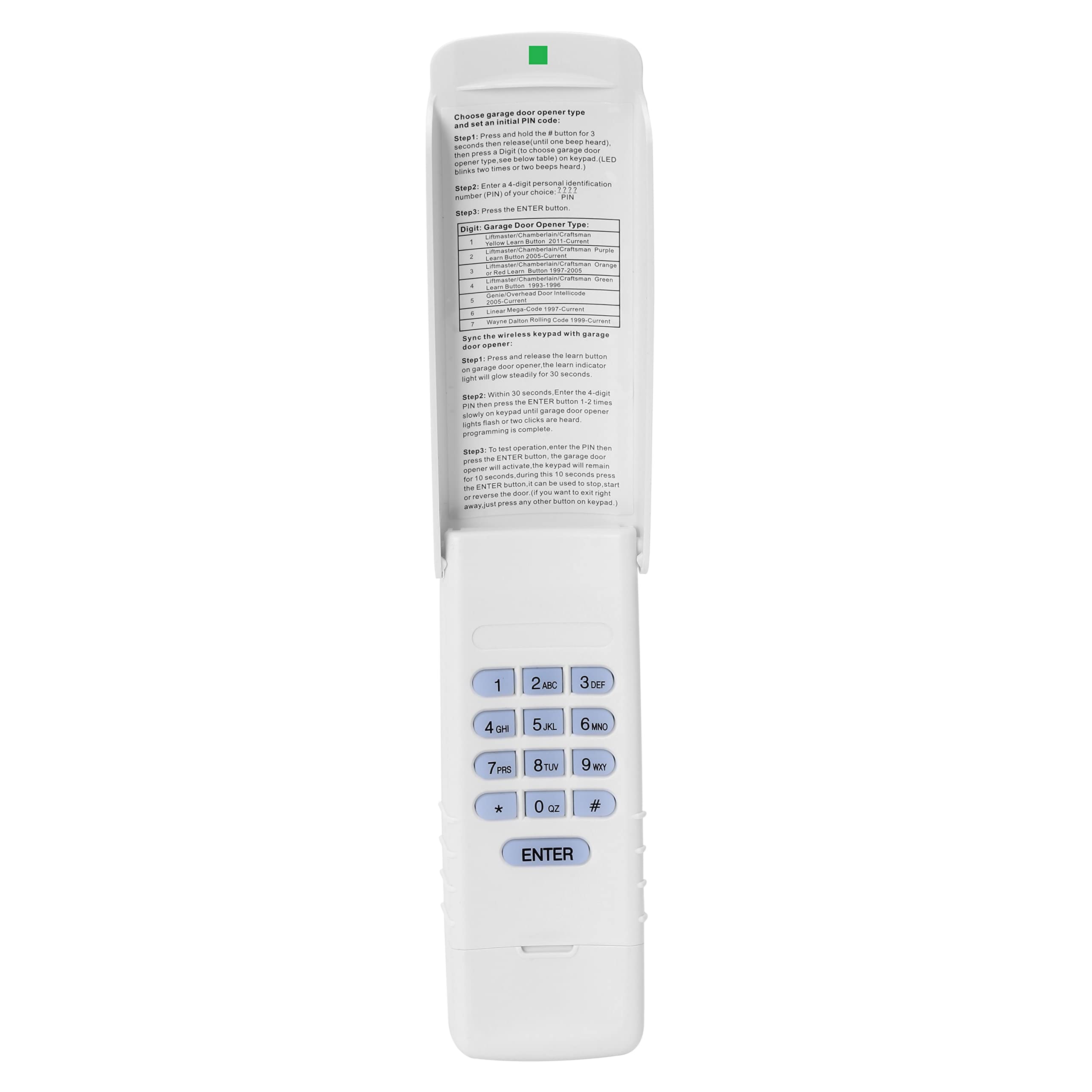 ASONPAO66LM,66LC,740CB Billion Code Wireless Keypad Keyless Entry only for a Green Learn Button of Liftmaster/Chamberlain/Sears Craftsman Garage Door Opener(1Pack)