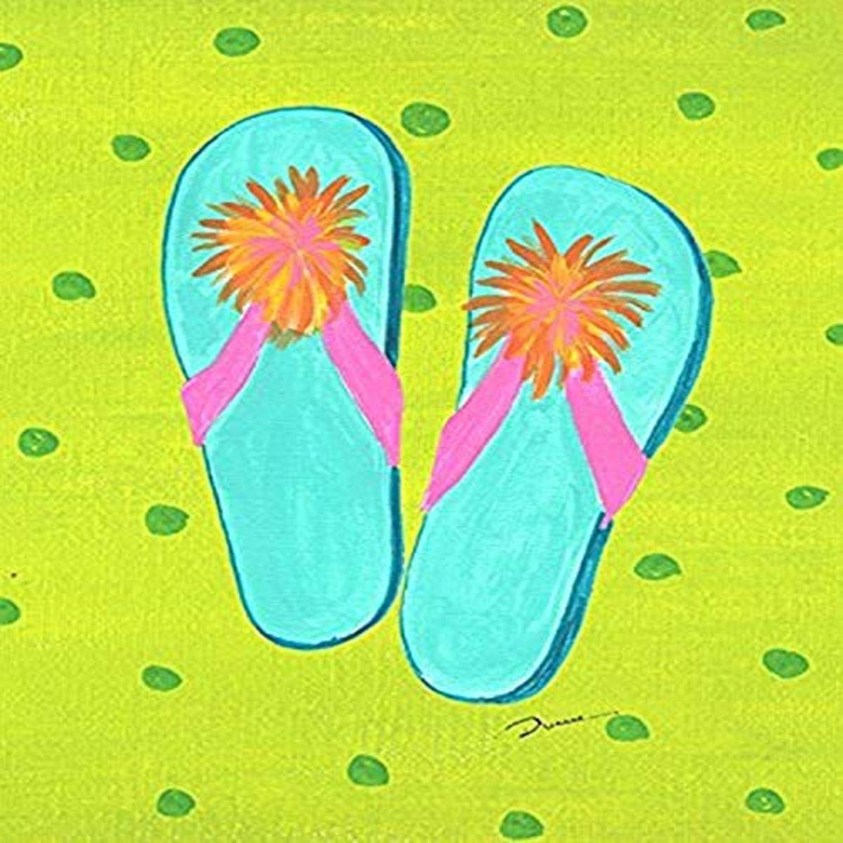 Tongs Citron Vert et Drapeau en polyester : parfaites pour la plage en taille S