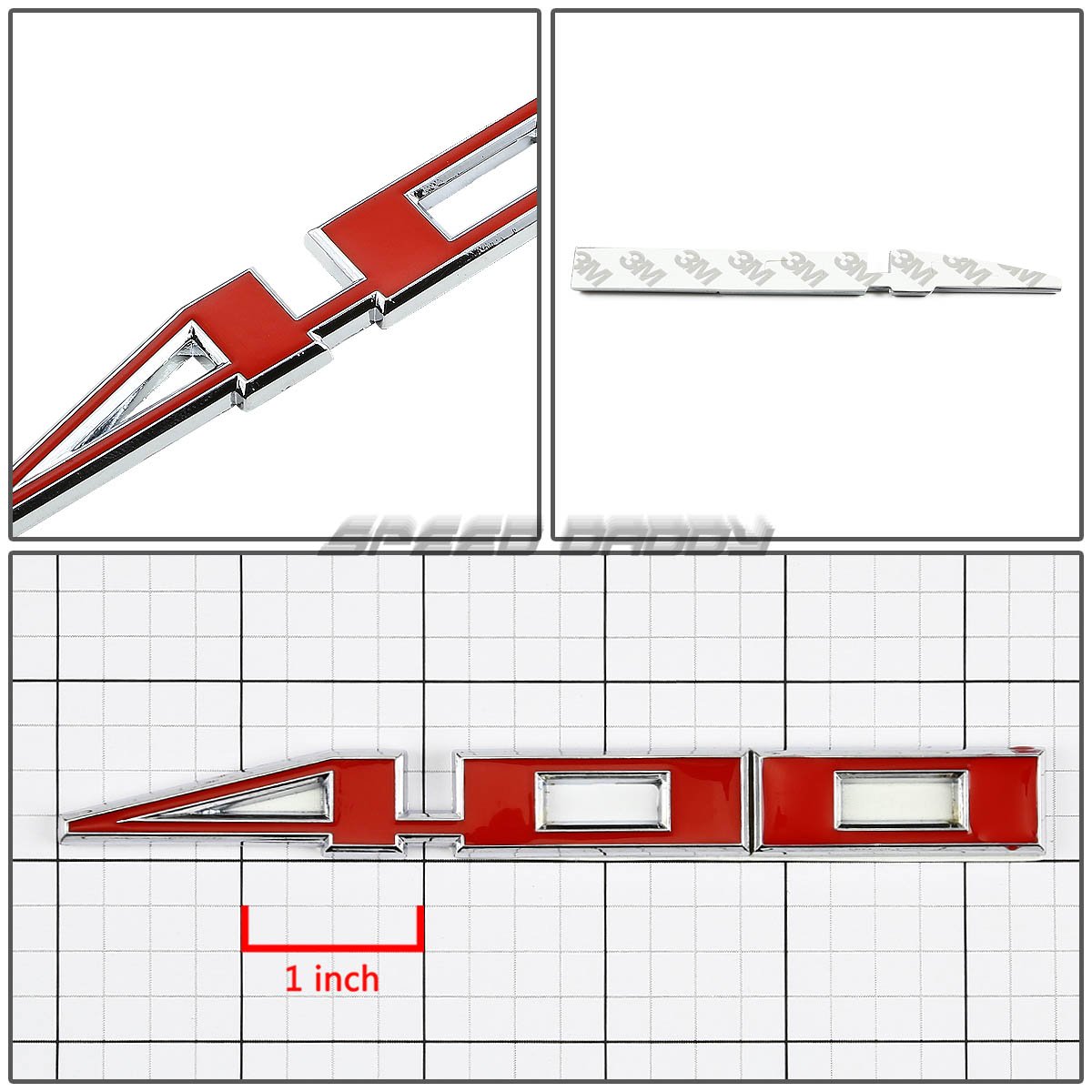 Auto Dynasty 2 x Metal Emblem Decal Logo Trim Badge 400 (Red & Silver)