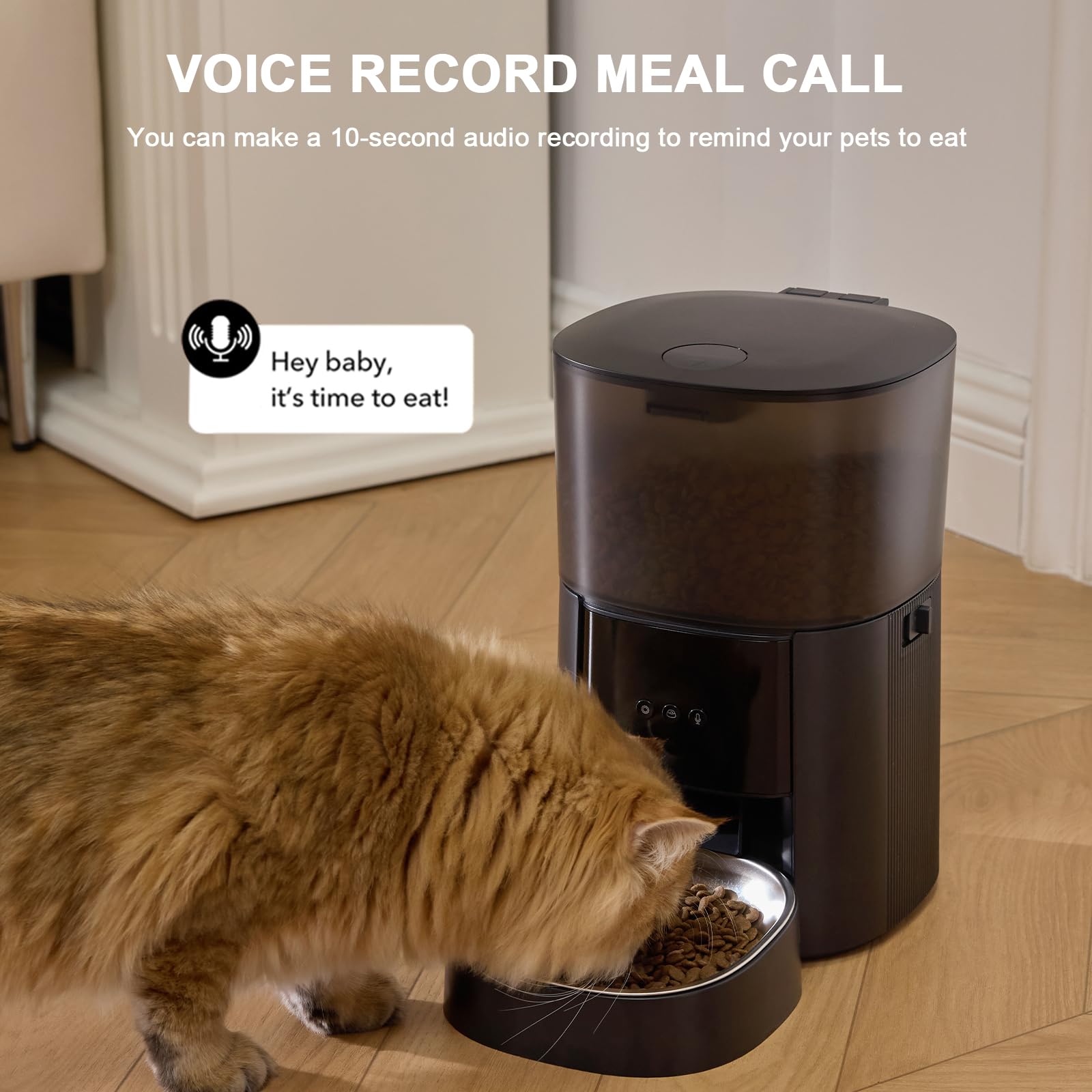 Automatic Cat Feeder WiFi with App Control, Voice Recorder, 4L Dry Pet Food Dispenser for Cats & Dogs with Freshness Preservation, Custom Feeding Times & Portions, Dual Power - image 4