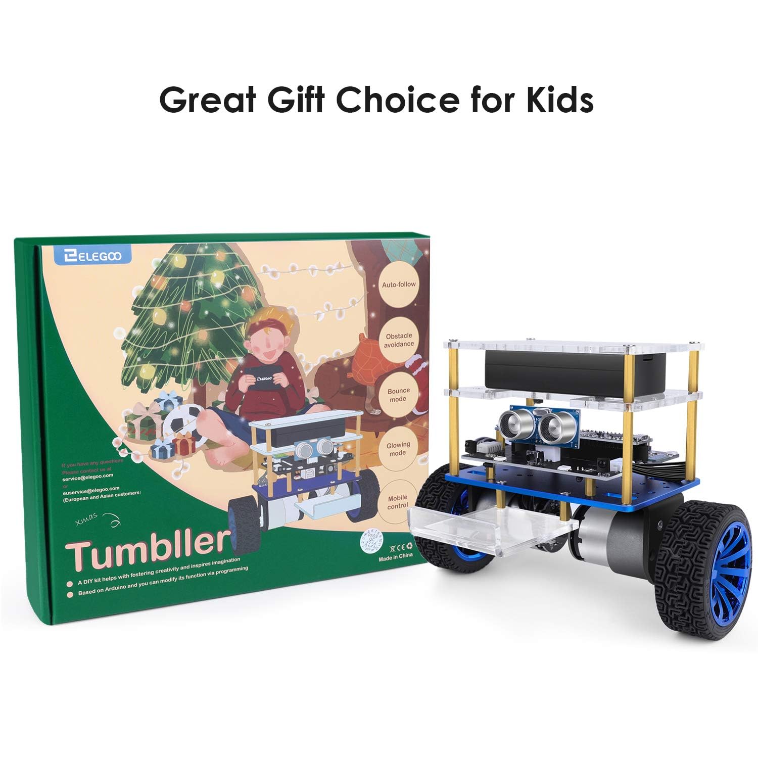 ELEGOO Tumbller Selbstbalancierender Roboter Auto Kit Kompatibel mit Arduino IDE, Mint Lernspielzeug STEM Kit für Kinder und Erwachsene
