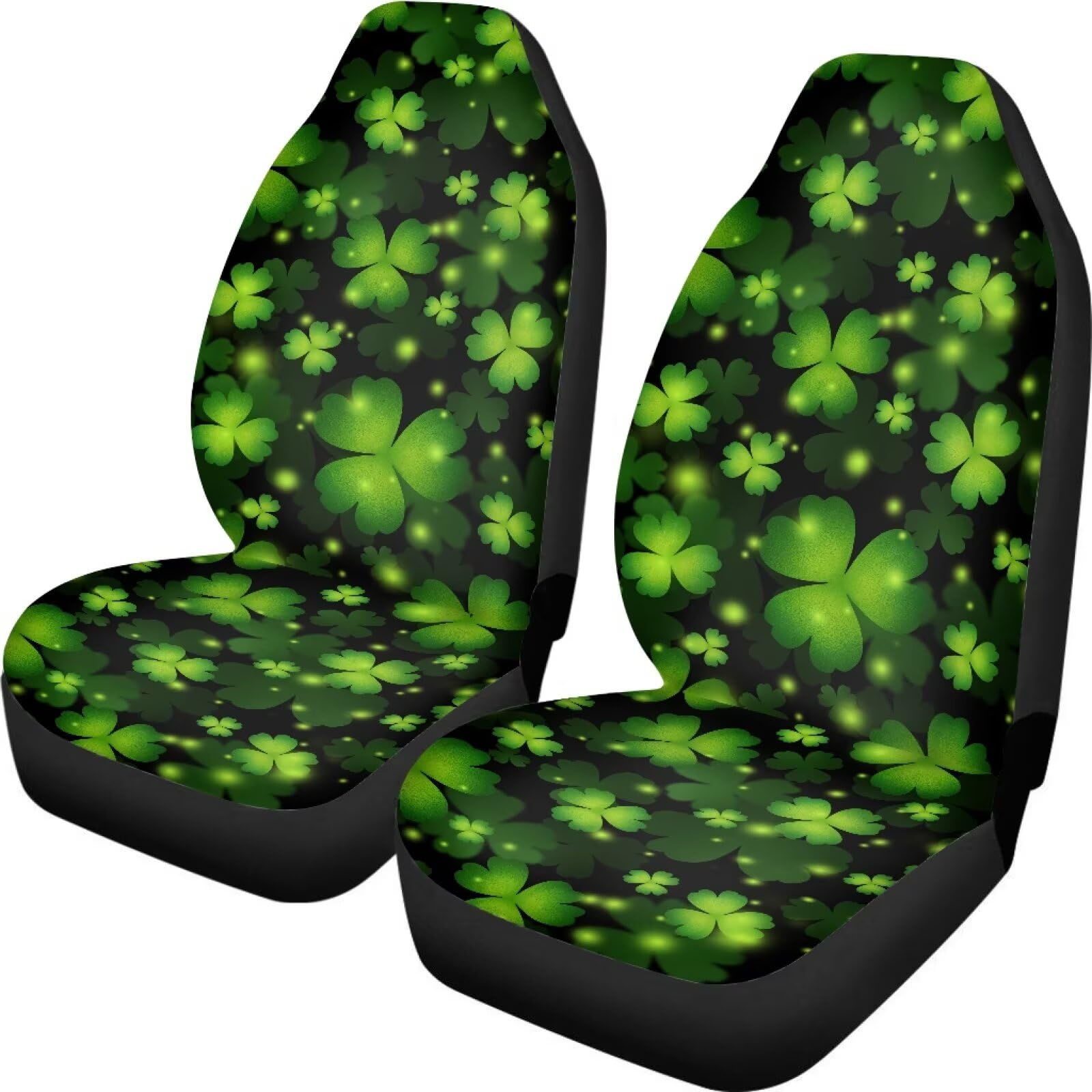 Talayituse Shamrock Star Print Car Seat Cover Front Seats Only Full Set of 2, Maple Leaf Universal Bucket High Back Car Front Seat Covers St Patrick's Day Decor