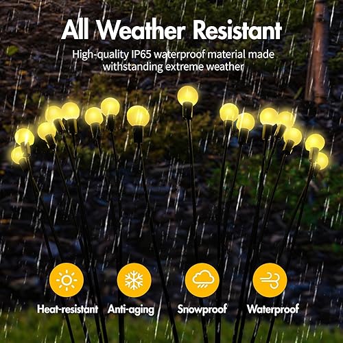 Miniatura 2 de Luces solares de jardín, paquete de 4 10 luces LED solares de luciérnaga al aire libre, luz solar oscilante impermeable, balanceo por el viento,