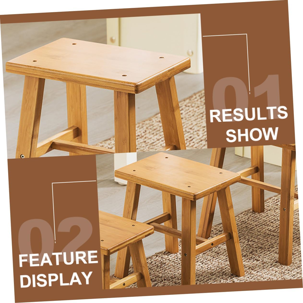 Bamboo Shoe Changing Stool Compact Low Stool for Home Use Non-Slip Design Lightweight and Durable for Adults and Boy Girl