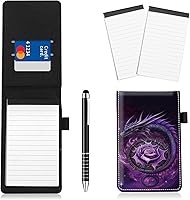 Vista 25 de Juego de 4 soportes para bloc de notas de tamaño de bolsillo, de piel sintética, mini bloc de notas con 2 bloc de notas pequeños y lápiz capacitivo