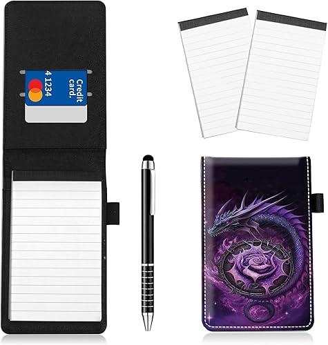 Miniatura 88 de Juego de 4 soportes para bloc de notas de tamaño de bolsillo, de piel sintética, mini bloc de notas con 2 bloc de notas pequeños y lápiz capacitivo
