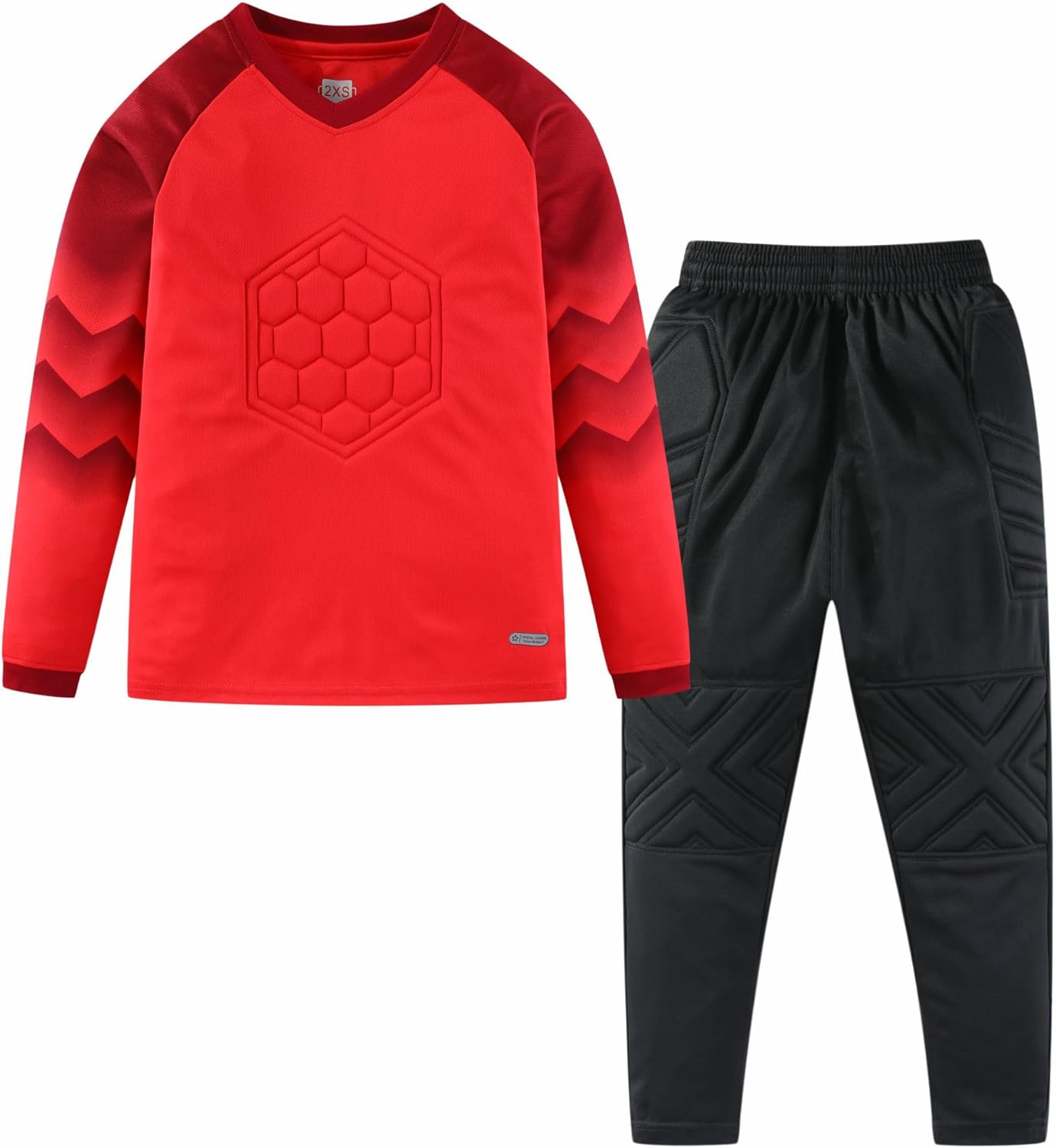 M2C Kids Padded Goalkeeper Jersey and Pants Set Long Sleeve Soccer Goalie Shirt