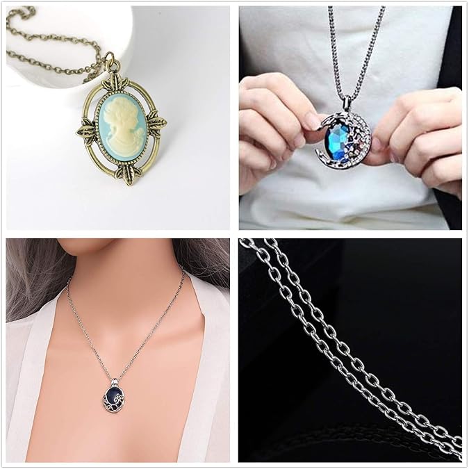 PPX 5 Pcs The Vampire necklaces for Fans - Daywalking Katherine Necklace -Verbena Necklace Chain Can Open Silver Costume Accessory - with Transparent Storage Box