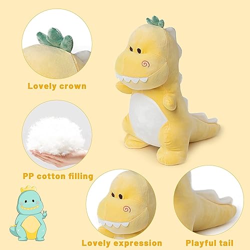 Miniatura 7 de Adorlynetty Lindo juguete de peluche de dinosaurio grande de 15.7 pulgadas, suave dinosaurio de peluche, dinosaurio de peluche, dinosaurio de