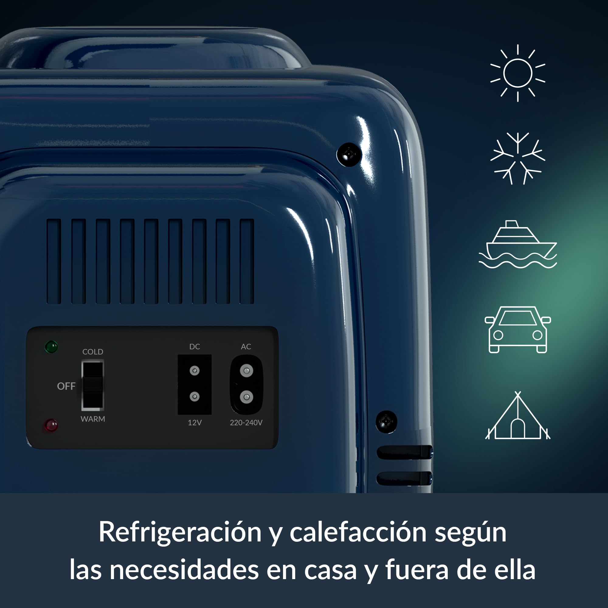 ARCTIC Fridge - Mini Nevera de 4L para bebidas y cosméticos, con función de refrigeración y calefacción, 12 V CC y 220 V CA, ideal para coche, oficina, camping y viajes, enchufe UE - Azul