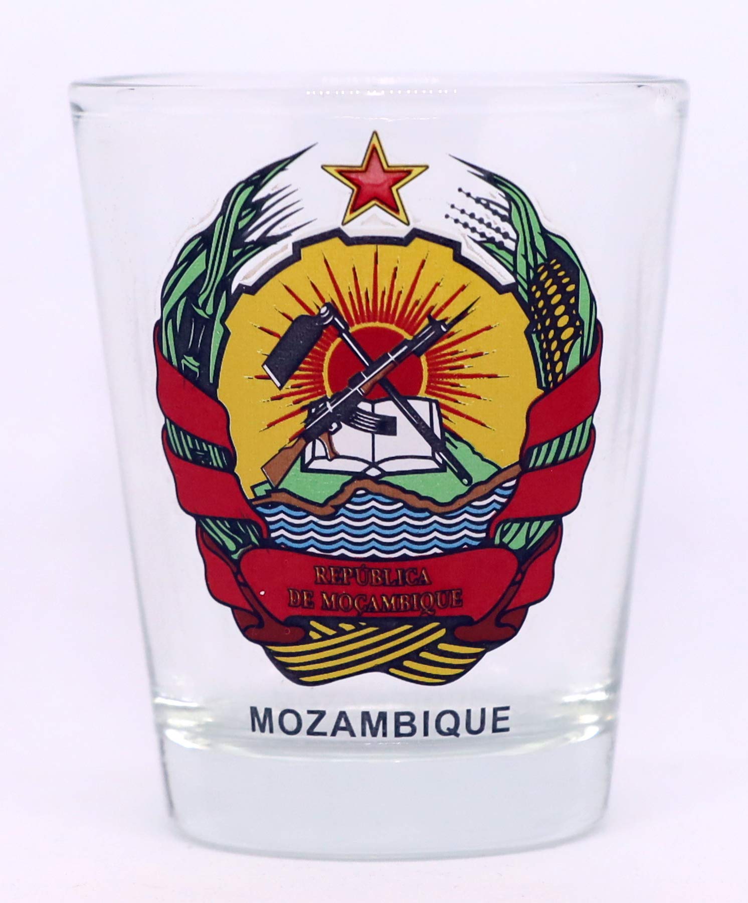 World By Shotglass Mozambique Coat Of Arms Shot Glass