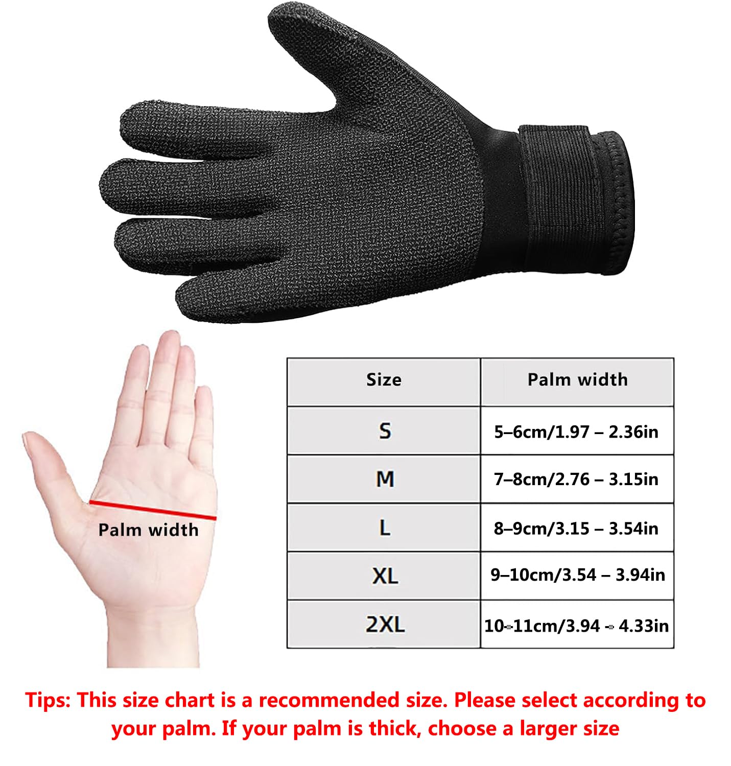 WYYHAA 3/5MM Diving Gloves, Adjustable Keep Warm Neoprene Wetsuit Gloves for Underwater Hunting Non-Slip Spearfishing Surfing Kayaking,5mm,XXL