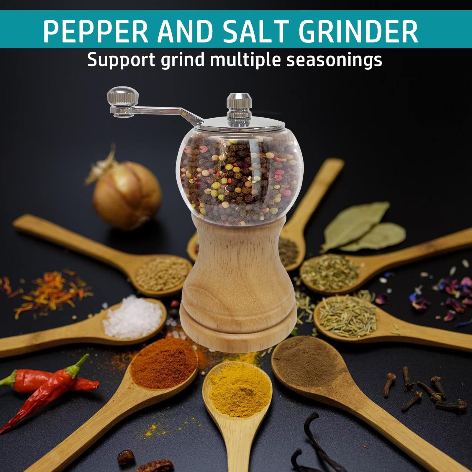 Classic Hand Shake Pepper Mill & Salt Set -5
