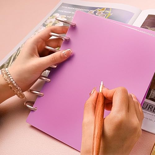 Miniatura 4 de Crapyt 13 discos planificadores de plástico para hojas sueltas para cuadernos, notas, discos de expansión de papel de 1.38 x 0.2 pulgadas, oro rosa