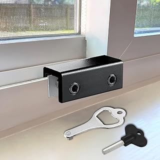 Window Locks, 2 Sets Sliding Security Window Lock with 2 Pcs Key for Vertical & Horizontal Sliding Windows Doors, Easy to Use Adjustable Sliding Window Locks for Patio Bedroom Home and Office (Black)