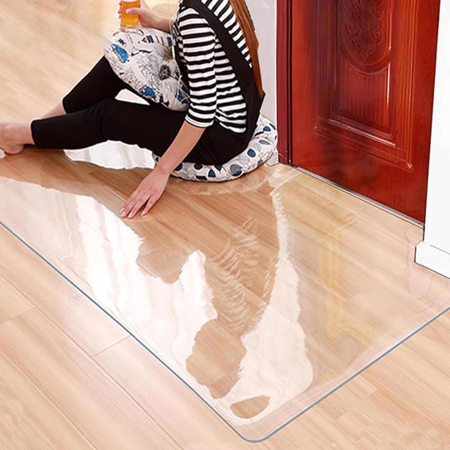 Large Clear Vinyl Floor Mat, Waterproof Floor Protector Mats for Office Chair Under Couch Exercise Equipment Desk, Area Rug Protector Cover, 36 72 128 144 396 inch Long(2x6ft/24x72inch)