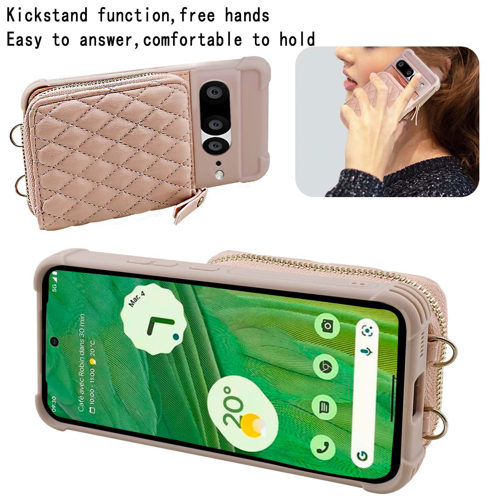 MONASAY Cover Portafoglio Per Google Pixel 7 Pro - Pelle Con RFID, Carte E Vetro Protettivo Incluso - 4