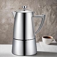 Vista 2 de CUISINOX Roma - Máquina de café expreso de acero inoxidable satinado para estufa, 4 tazas (6 onzas)