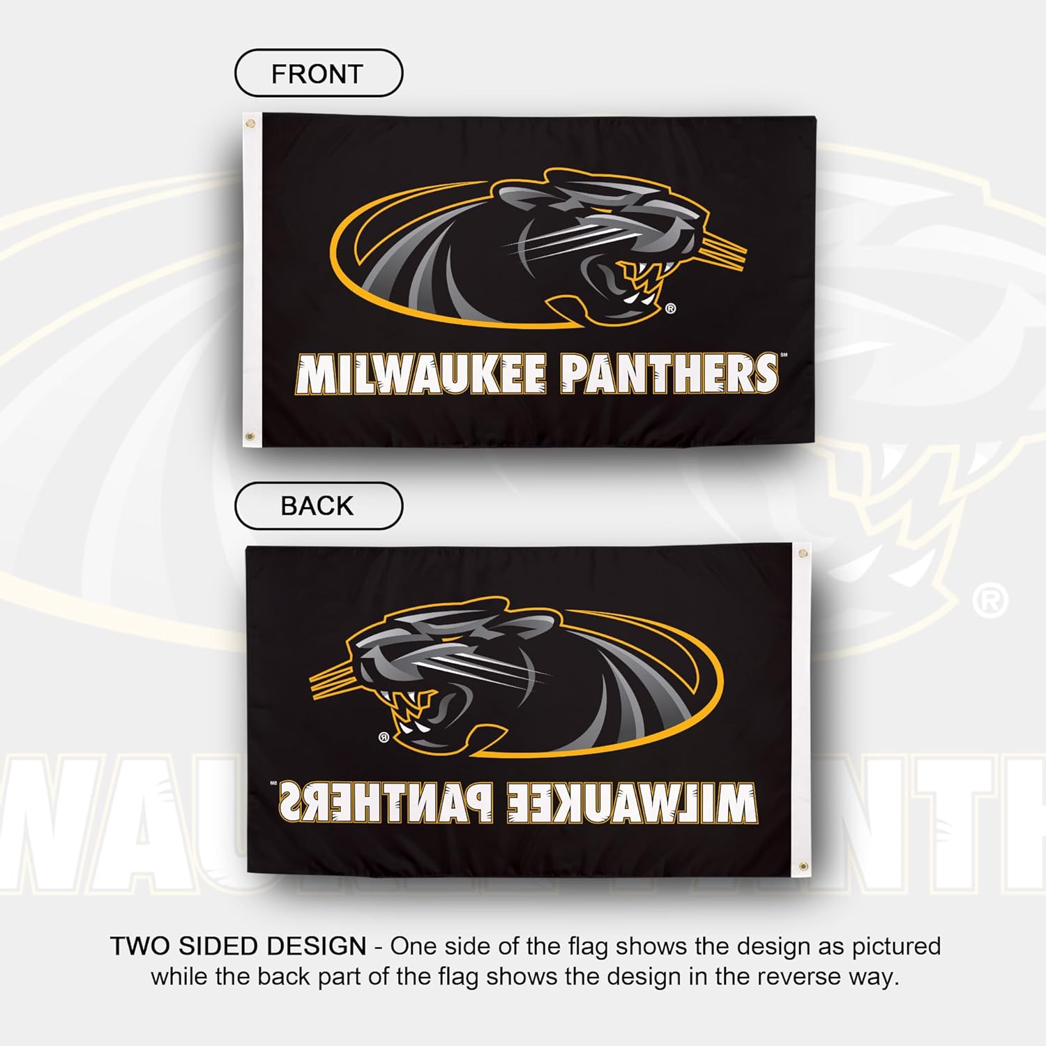 Desert Cactus University of Wisconsin Milwaukee Flag - 3 x 5 Feet UWM Panthers Banner, Indoor/Outdoor Durable Fabric Display (Style C) - Image 2