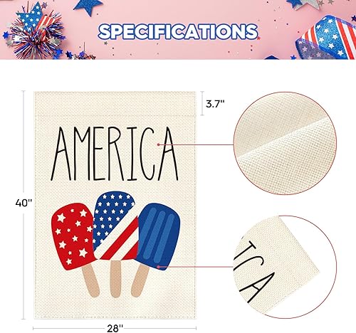 Miniatura 5 de AVOIN colorlife Bandera de casa de paletas de estrellas y rayas estadounidenses de doble cara en el exterior, patriótica de Estados Unidos, 4 de