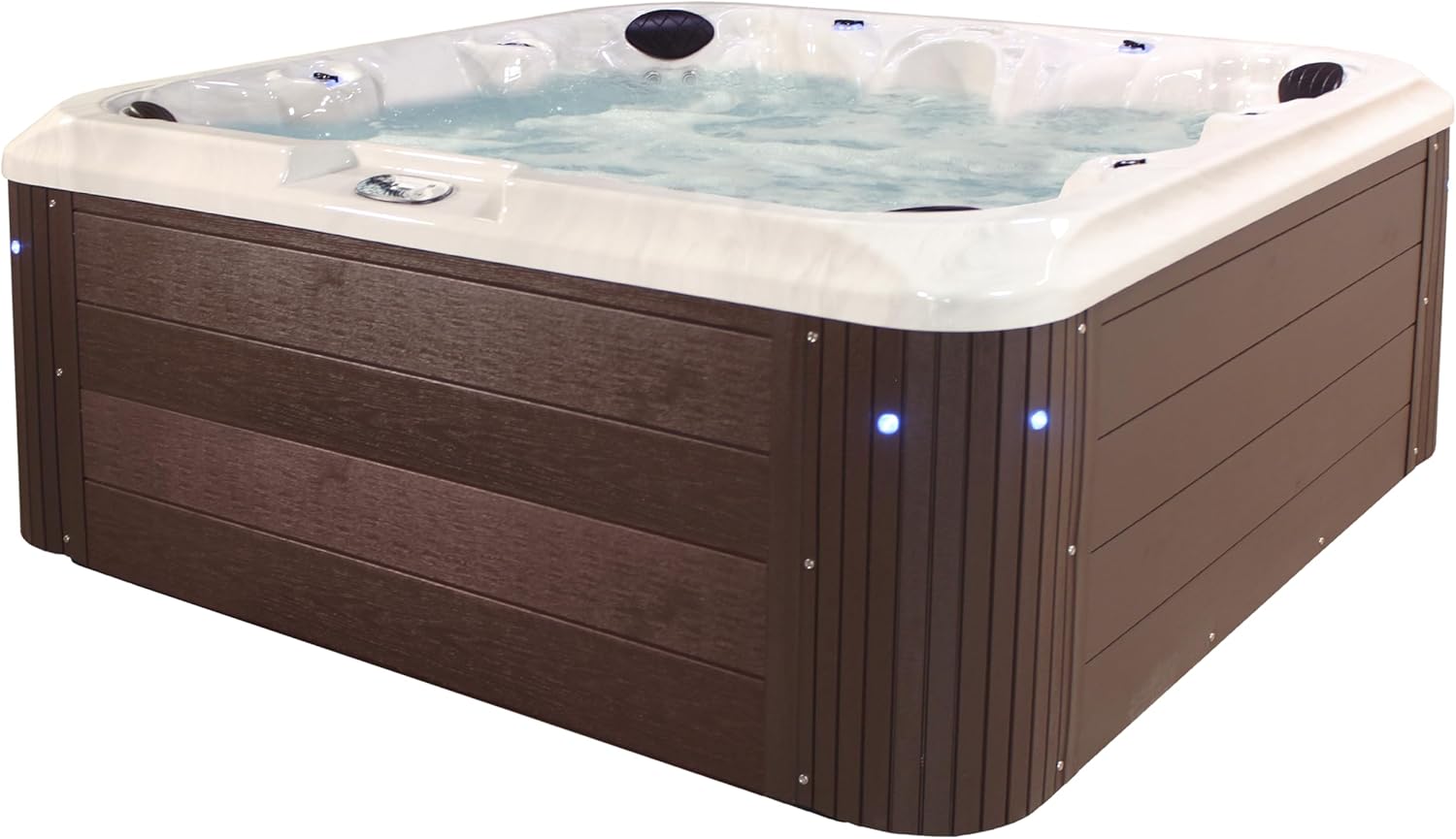 Grand Banks Outdoor Hot Tub, 5-6 Person 81-Jet Acrylic Spas with 3 Pumps and LED Features by Aqualife by Strong Spas