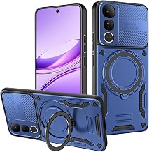 YUEQIAN Funda para Vivo V50 Lite 5G/4G, Carcasa Magnético Cubierta Antigolpes con 360 Rotating Ring Grip Soporte & Compatible con Carga Inalámbrica (Azul)