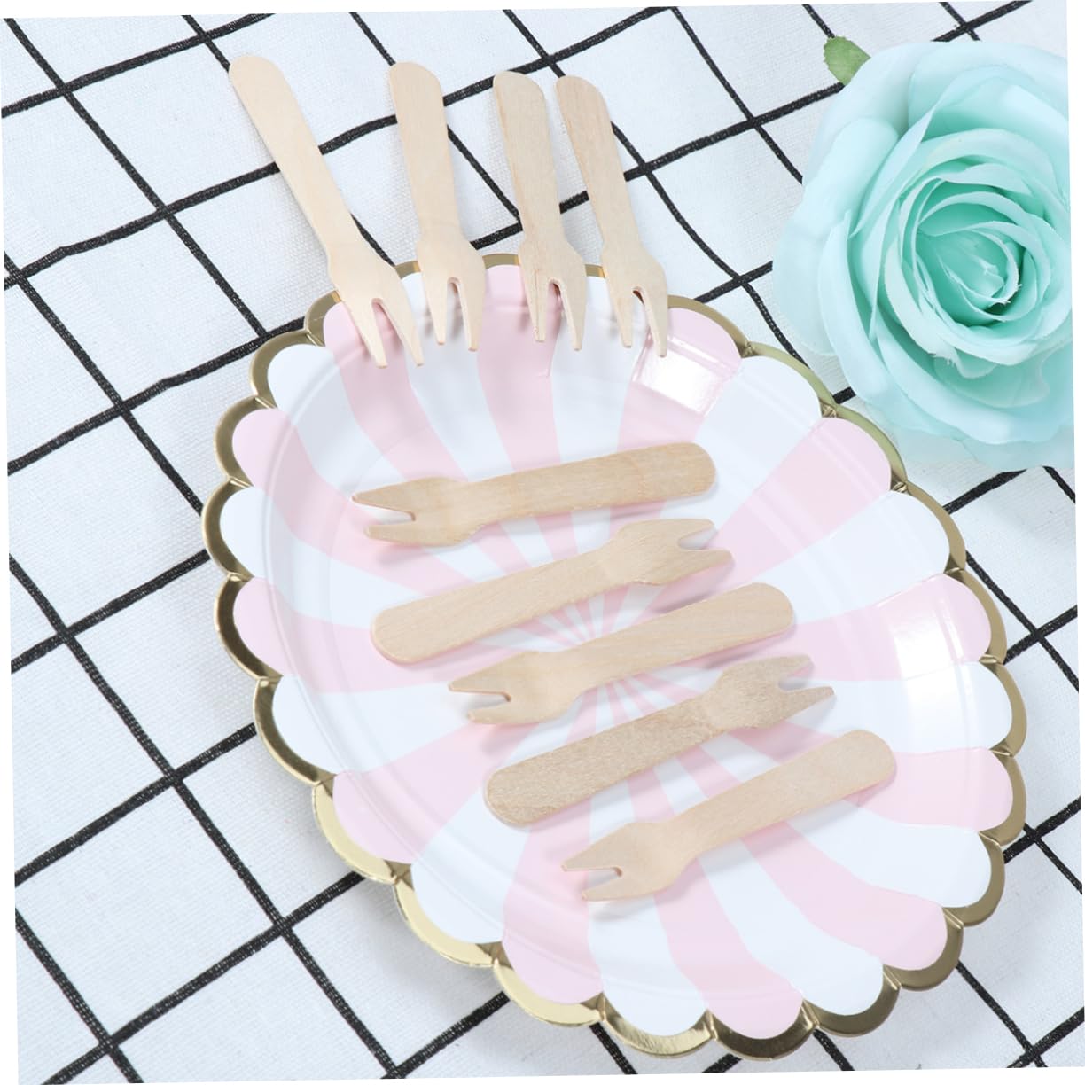 NOLITOY 100pcs Wooden Cake Forks Disposable Cutlery for Parties Picnics and Barbecues Lightweight Birch Utensils for Desserts and Meals