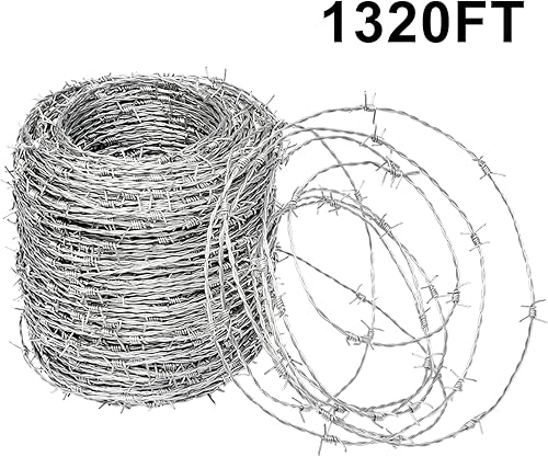 Miniatura 2 de YXJSTO Alambre de púas real, 1320 pies, rollo de alambre de púas de 4 puntos, calibre 18, valla para manualidades, disuasorio de bichos, comedero de