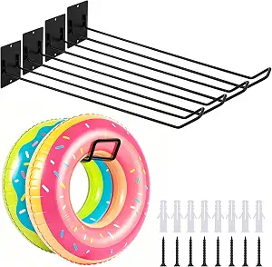 Windspeed 4-Piece 16.5 Inch Metal Pool Float Storage Rack Wall Mount Organizer