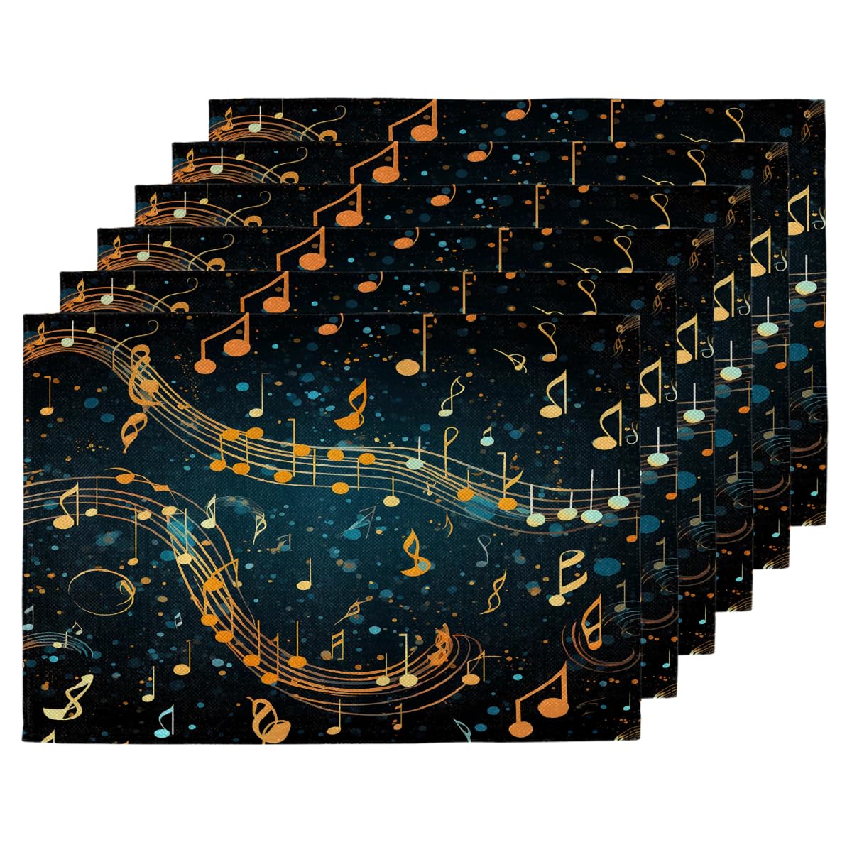 Set de table lavable et résistant à la chaleur motif musique abstraite