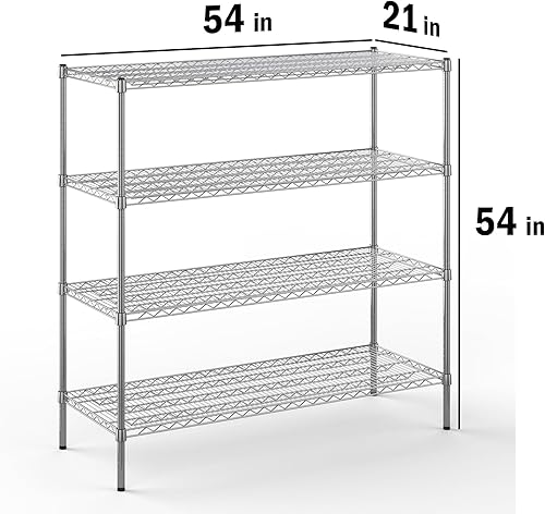 Miniatura 35 de Kit de estantería de alambre cromado de 4 niveles de 24 pulgadas de profundidad x 24 pulgadas de ancho x 64 pulgadas de alto Unidad de estante