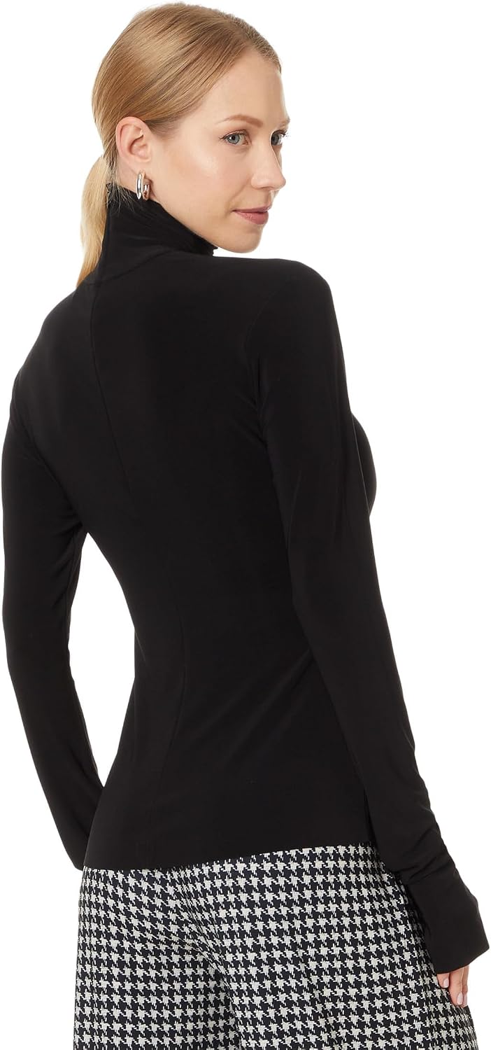 Norma Kamali Slim Fit Long Sleeve Turtle Top Short