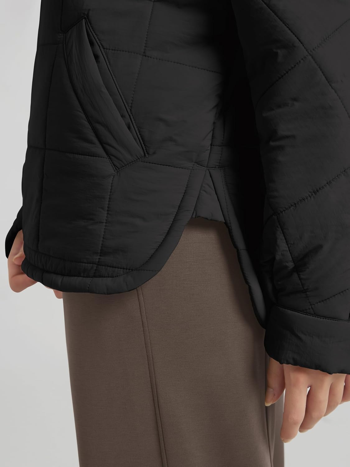 ODODOS Women's Sherpa Lined Insulated Jacket Full Zip Split Hem Long Sleeve Coat Winter Warm Outerwear with Pockets - Image 5