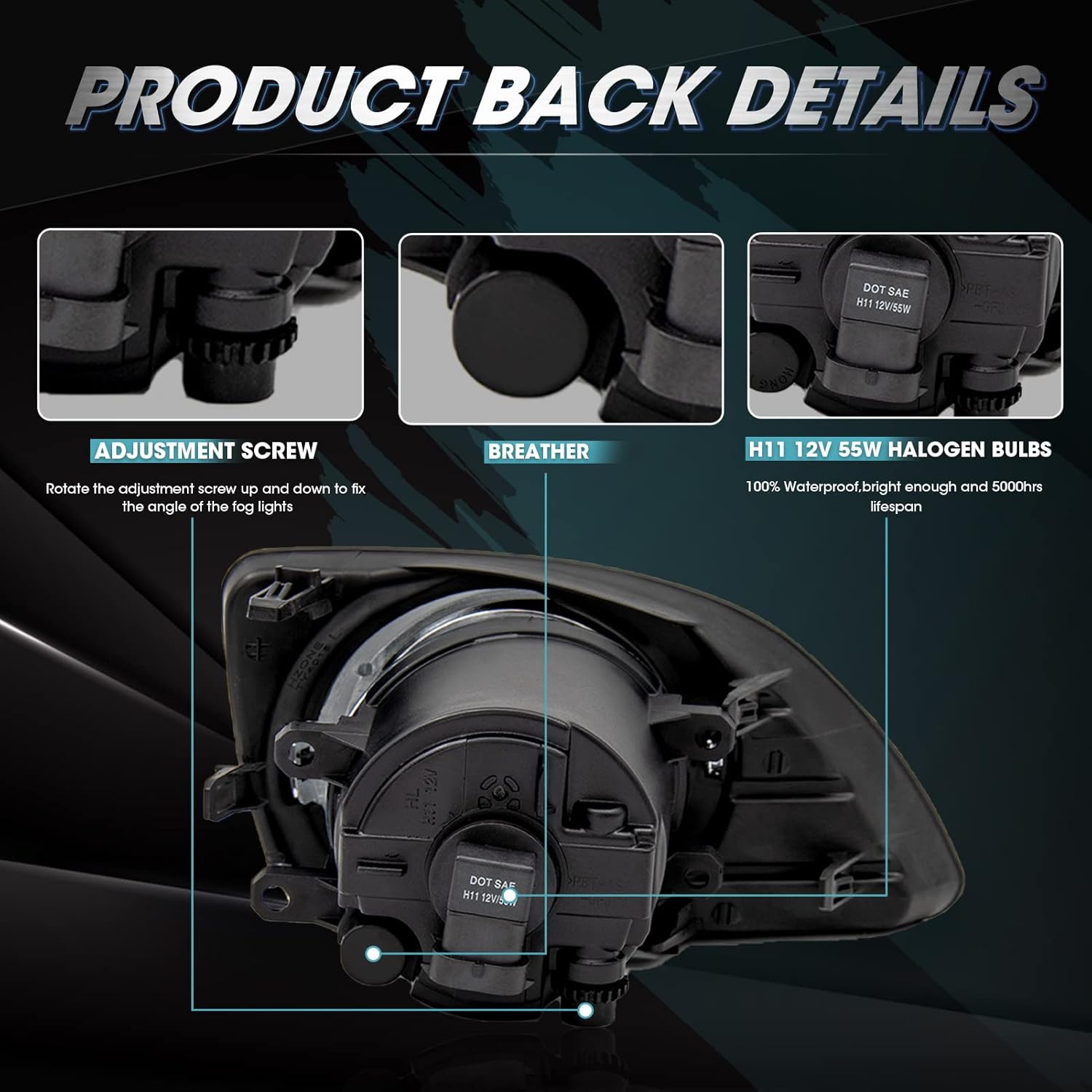 Driving Fog Lights Lamps Assembly Kit for 2010 2011 Toyota Camry Fog Light Replacement with Halogen Bulbs Switch and Wiring Kit(Not fit for Hybrid/SE models)-1 Set