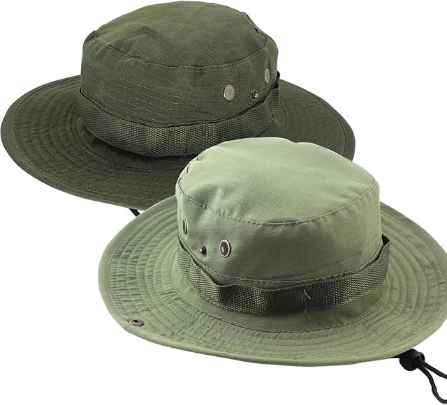 2 Pack mesh Boonie Safari Hat for Men Women Hiking Sun Hunting Fishing Cap with Head Net Netting