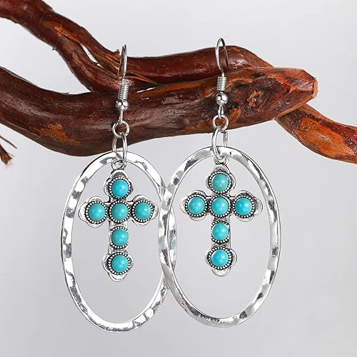 Miniatura 3 de Turquoise Bohemian Dangle Earrings for Women, Turquoise Dainty Teardrop Drop Earrings Boho Hoop Healing Stone Earrings Jewelry Gifts