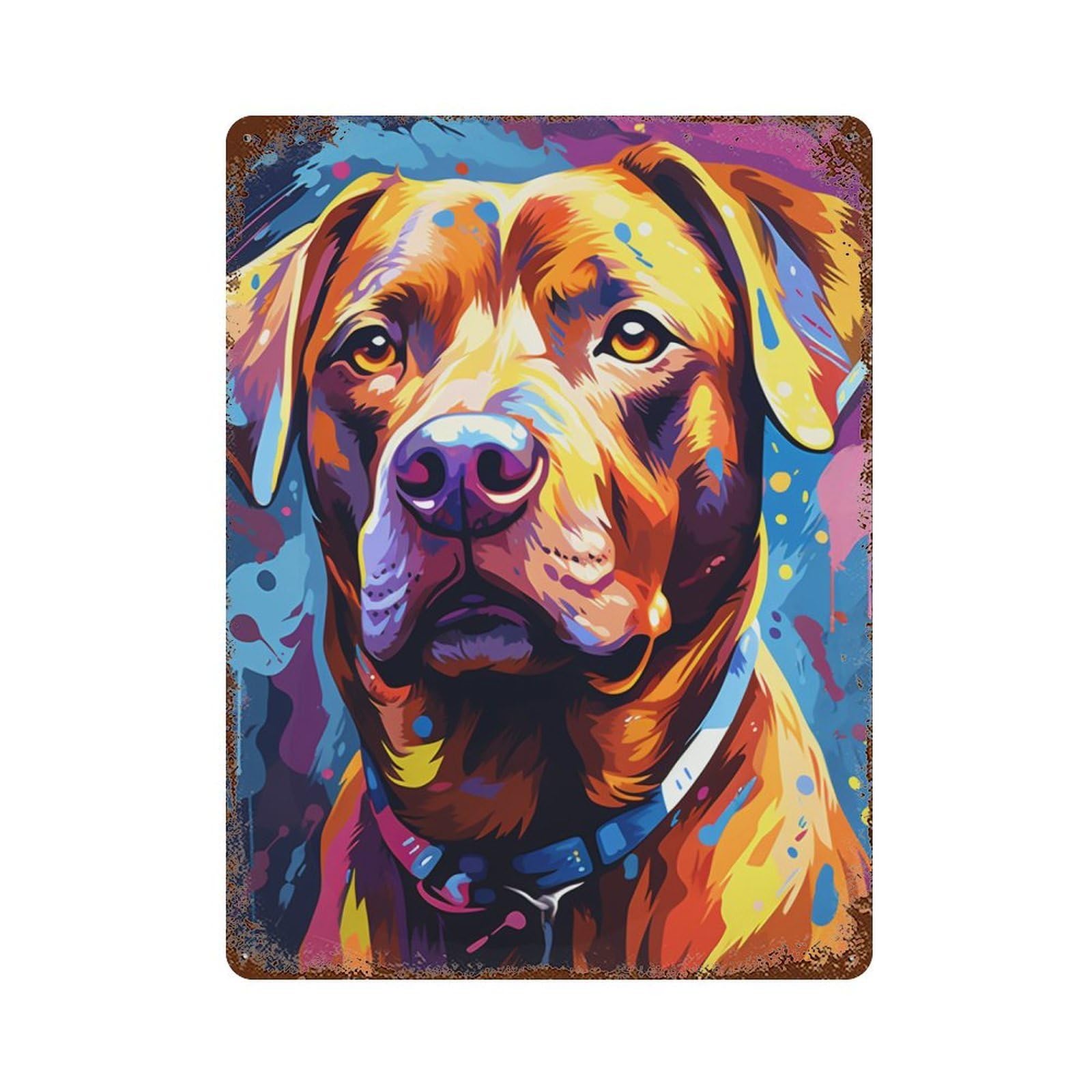Colorful Abstract Dog Art Print-27 15.7"x11.8" Vintage Rust Metal Sign, Classic Wall Plaque for Office, Studio And Wall Decor