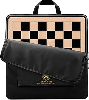 A&A 18.875" Professional Wooden Tournament Chess Board/Ebony Wood & Maple Inlay / 2.0" Squares w/o Notation