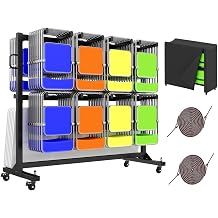 Specraft Folding Chair Rack, Holds 12 Tables or 112 Chairs, 1250 lbs Capacity, Heavy-Duty Cart with Wheels, Elastic Cords, Cover, Glossy Black