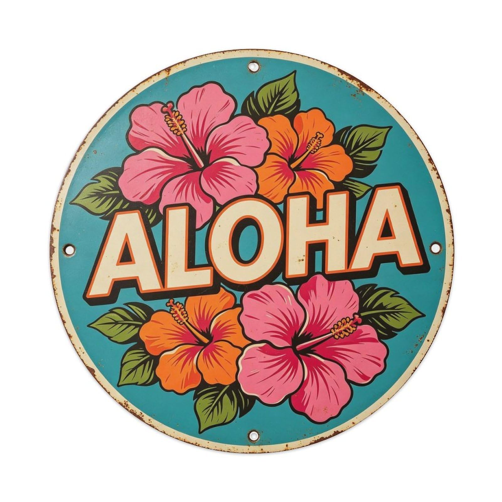 Aloha Metal Tin Sign Plaque