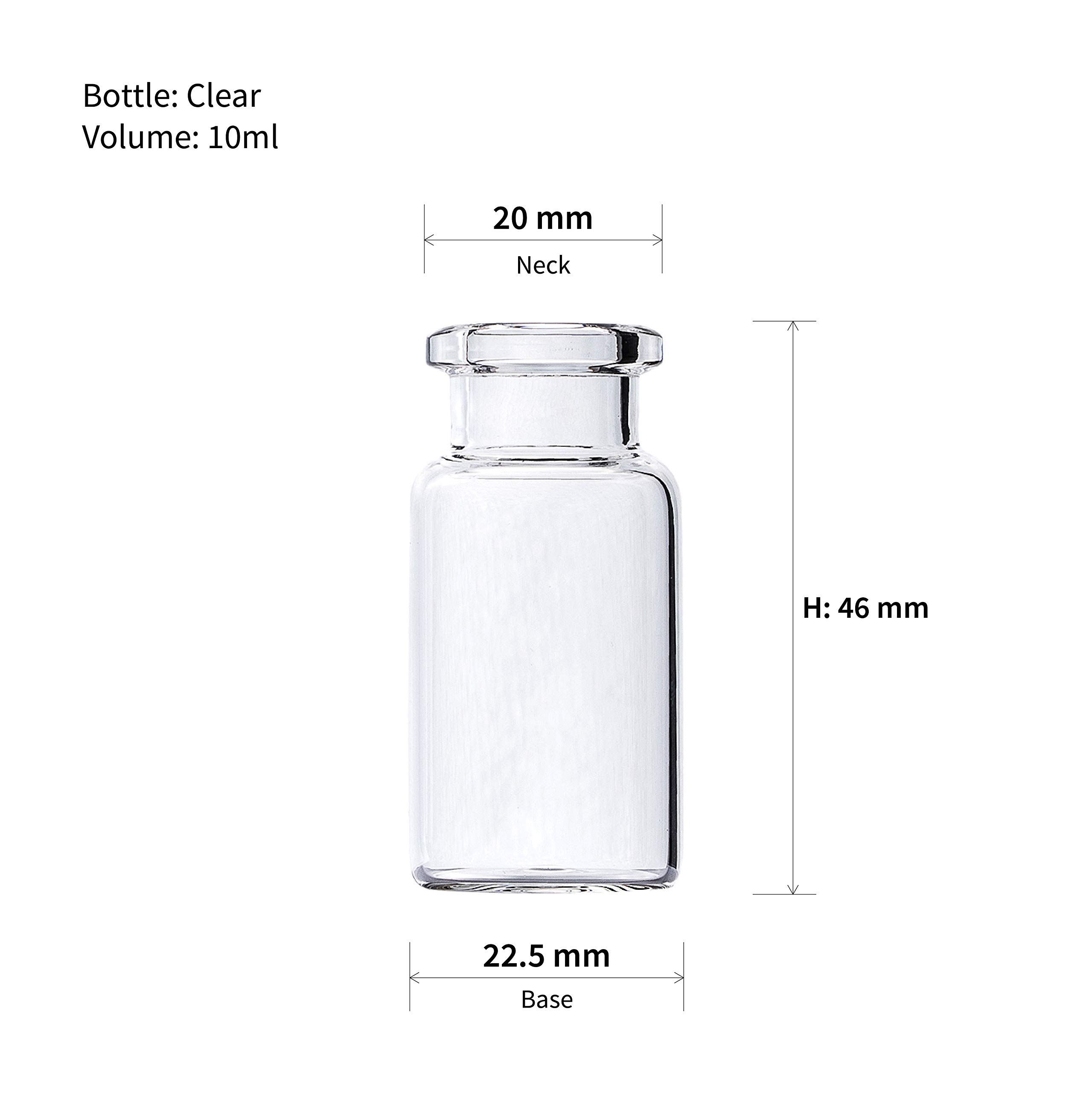 J&K Scientific - Vial de muestra de vidrio transparente de 20 mm, 10 ml, parte inferior plana, con parte superior engarzada (paquete de 100)